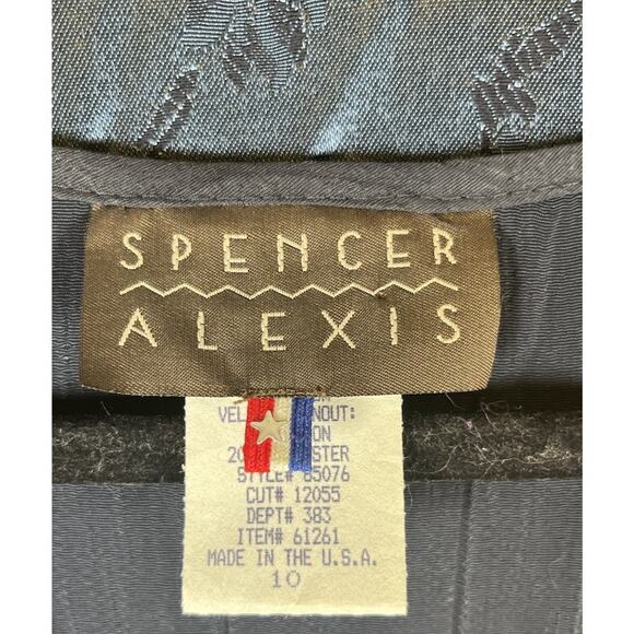 VTG Spencer Alexis Maxi Dress 2 Pc Set Kimono Topper Women 10 Velvet Dark Blue - Picture 10 of 16